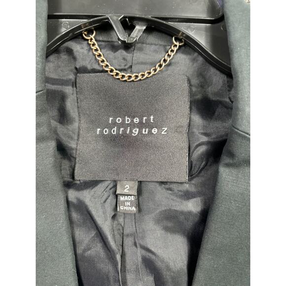Robert Rodriguez Cropped Blazer Jacket Women's Size 2 Black One Button Closure - Picture 3 of 6